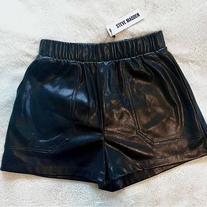 Steve Madden Faux The Record Faux Leather Shorts